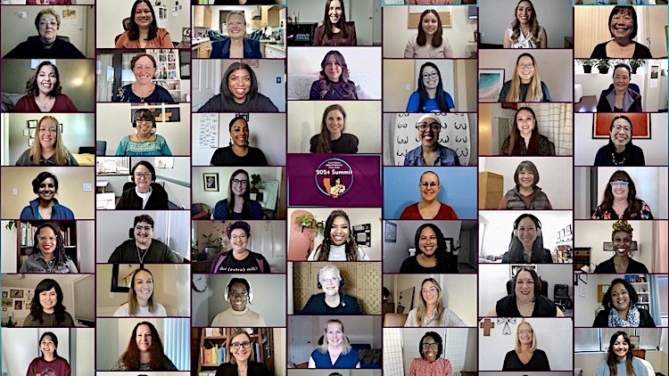 composite photo showing people participating in Breastfeeding Summit via Zoom